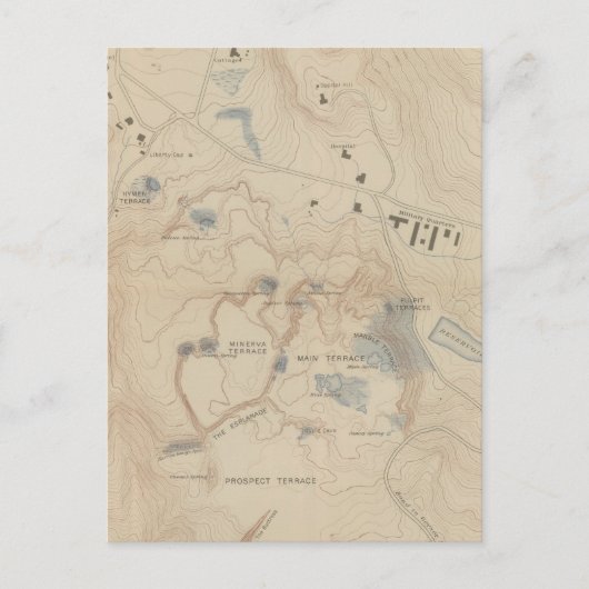 Detail Map van Mammoth Hot Springs Briefkaart (Voorkant)