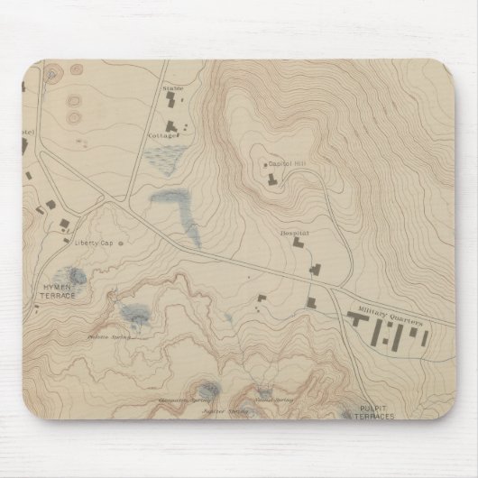 Detail Map van Mammoth Hot Springs Muismat (Voorkant)