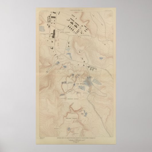 Detail Map van Mammoth Hot Springs Poster (Voorkant)