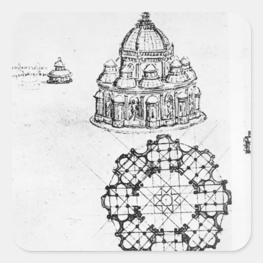 Detail of a Centralised Church, c.1488 Vierkante Sticker (Voorkant)