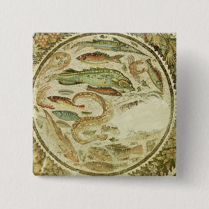 Detail of fish, the Four Seasons, from Vega Baja Vierkante Button 5,1 Cm