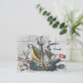 Detail Ortelius Map Magellan Ship Victoria Briefkaart (Staand voorkant)