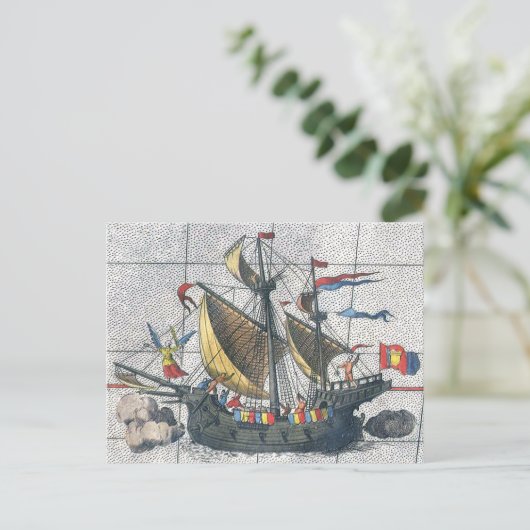  Detail Ortelius Map Magellan Ship Victoria Briefkaart (Staand voorkant)