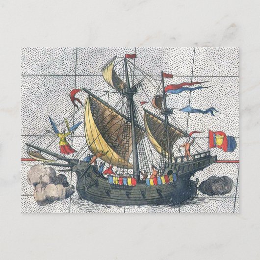 Detail Ortelius Map Magellan Ship Victoria Briefkaart (Voorkant)