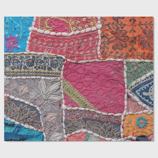 Detail oude kleurrijke patchwork tapijt, India. Sl Cadeaupapier (Vlak)