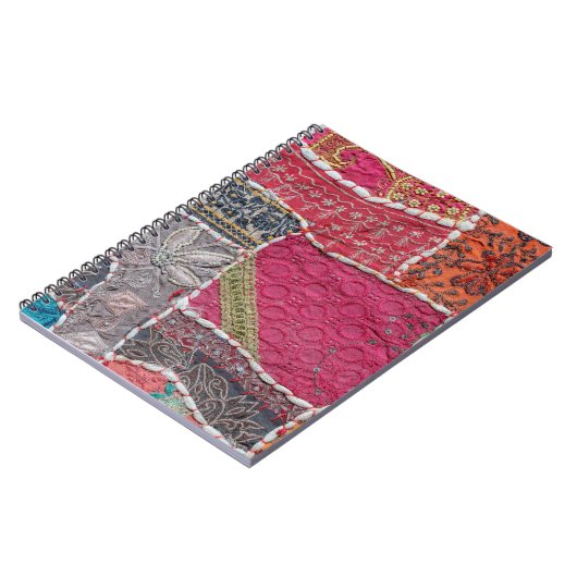 Detail oude kleurrijke patchwork tapijt, India. Sl Notitieboek (Linkerzijde)