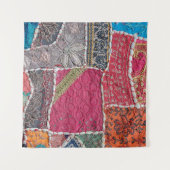 Detail oude kleurrijke patchwork tapijt, India. Sl Wandkleed (Voorkant (horizontaal))