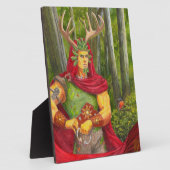 Detail portret van Cernunnos de Keltische Oak King Fotoplaat (Zijkant)