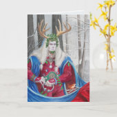 Detail Portret van de Celtic Holly King Kaart (Gele Bloem)