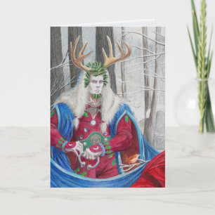 Detail Portret van de Celtic Holly King Kaart