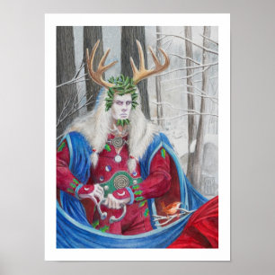 Detail Portret van de Celtic Holly King Poster