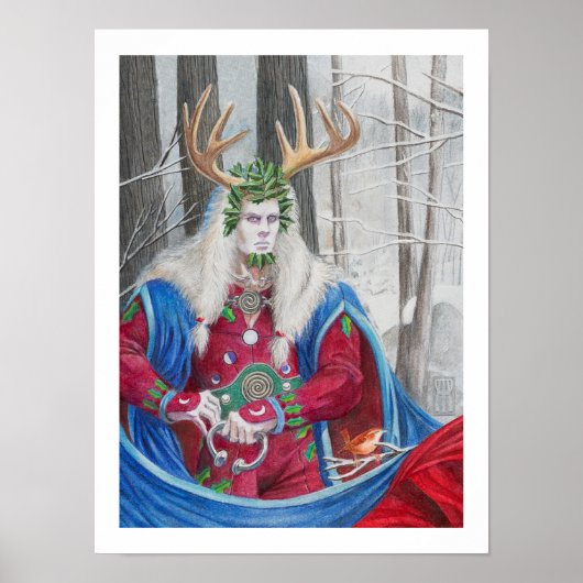Detail Portret van de Celtic Holly King Poster (Voorkant)