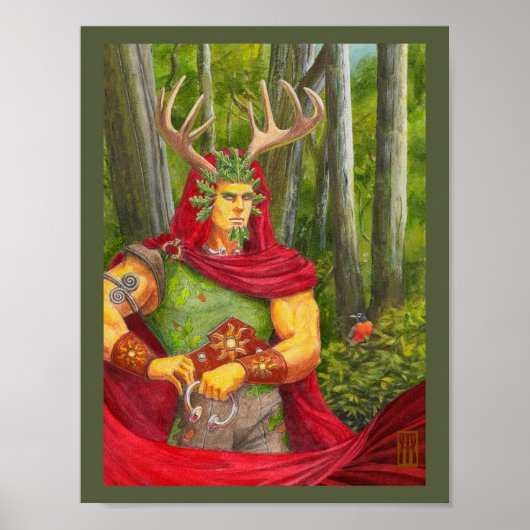 Detail-portret van de Keltische eikenkoning Poster (Voorkant)