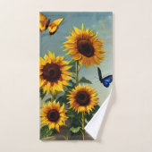 Detail Realistic Sunflower en Butterflies Bad Handdoek (Handdoek)