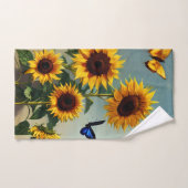 Detail Realistic Sunflower en Butterflies Bad Handdoek (Handdoek)