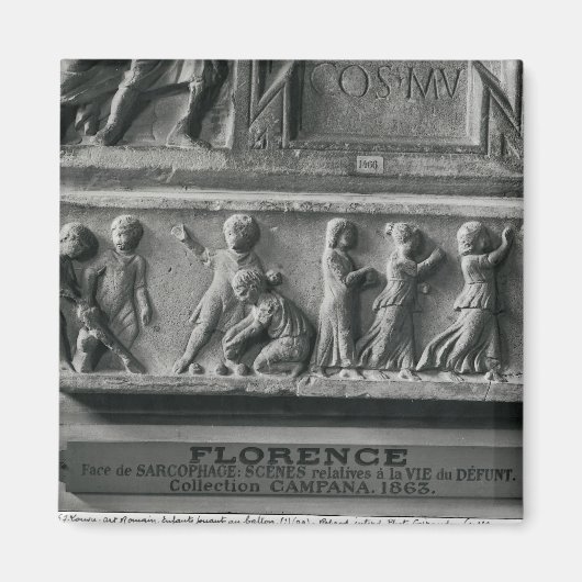 Detail sarcofaag die kinderen die spelen afschilde magneet (Voorkant)