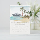 Detail tropisch zeeslakstrand cruise Palm Wedding Informatiekaartje (Staand voorkant)