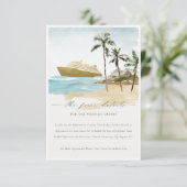 Detail tropisch zeeslakstrand cruise Palm Wedding Informatiekaartje (Staand voorkant)