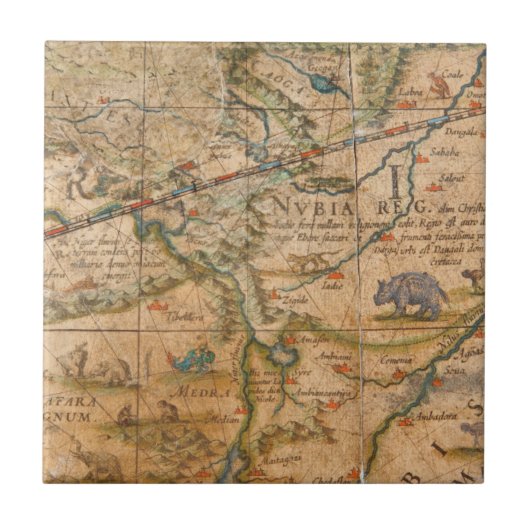 Detail van Afrika van een Wereldbol Tegeltje (Voorkant)