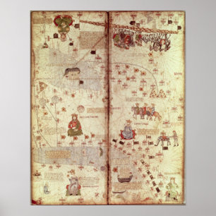 Detail van Azië van de Catalaanse autoriteiten Poster