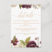 Detail van de bruiloft voor Floral en Calligrafie Informatiekaartje (Voorkant)