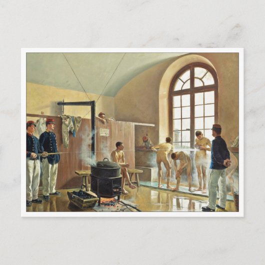 Detail van de douches bij het Regiment door Eugene Briefkaart (Voorkant)