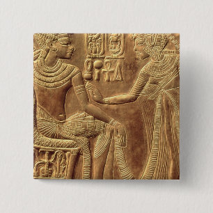 Detail van de Golden Shrine of Tutankhamun Vierkante Button 5,1 Cm