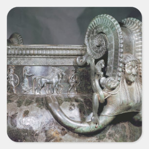 Detail van de gorgonhendel van een krater vierkante sticker