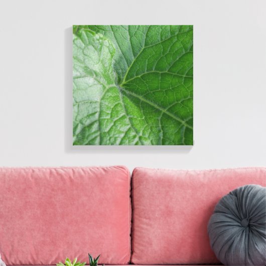 Detail van de groenbladader canvas afdruk (Insitu (Woonkamer))