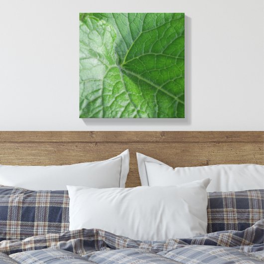 Detail van de groenbladader canvas afdruk (Insitu (Slaapkamer))