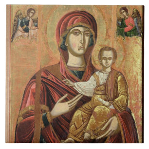 Detail van de Madonna en het kind van de Iconostas Tegeltje