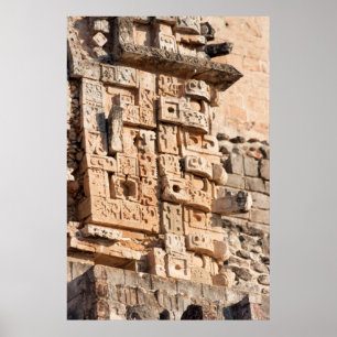 Detail van de Magicische piramide, Yucatan, Mexico Poster