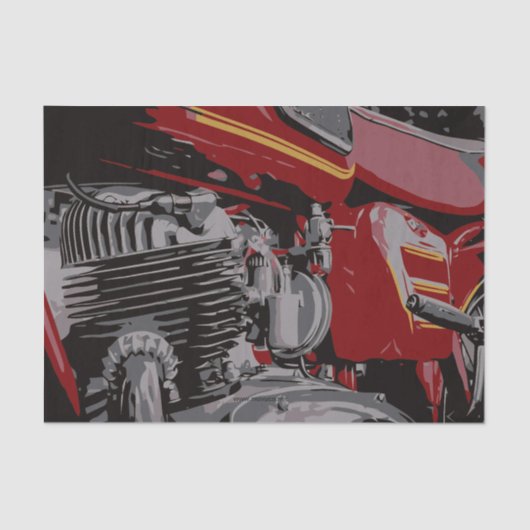 Detail van de Rode Motorfiets Tissuepapier (Voorkant)