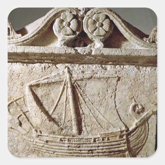 Detail van de Ship Sarcophagus uit Sidon Vierkante Sticker (Voorkant)