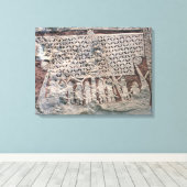 Detail van een afbeelding steen met een Viking Canvas Afdruk (Insitu (Houten vloer))