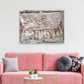 Detail van een afbeelding steen met een Viking Canvas Afdruk (Insitu (Woonkamer))