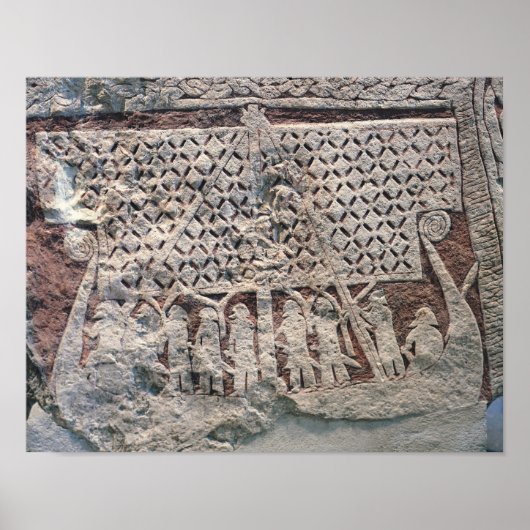 Detail van een afbeelding steen met een Viking Poster (Voorkant)