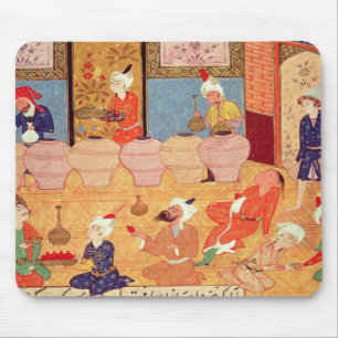 Detail van een banket met muzikanten muismat