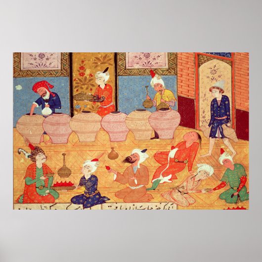 Detail van een banquet met muzikanten poster (Voorkant)