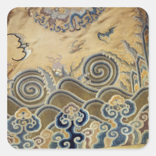 Detail van een begrafenisstok, Qing Dynasty Vierkante Sticker