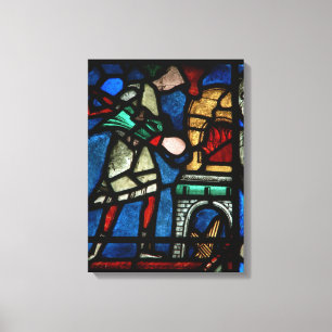 Detail van een jood die zijn zoon in een oven duwt canvas afdruk