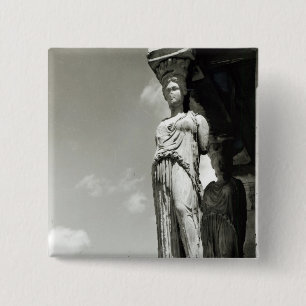 Detail van een karikatuur van de Erechtheion Vierkante Button 5,1 Cm