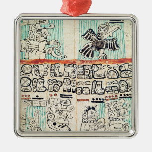 Detail van een Mayaanse codex Metalen Ornament