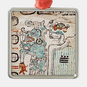 Detail van een Mayaanse codex Metalen Ornament