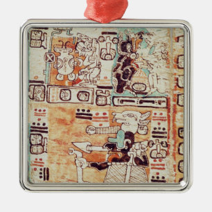Detail van een Mayaanse Codex Metalen Ornament