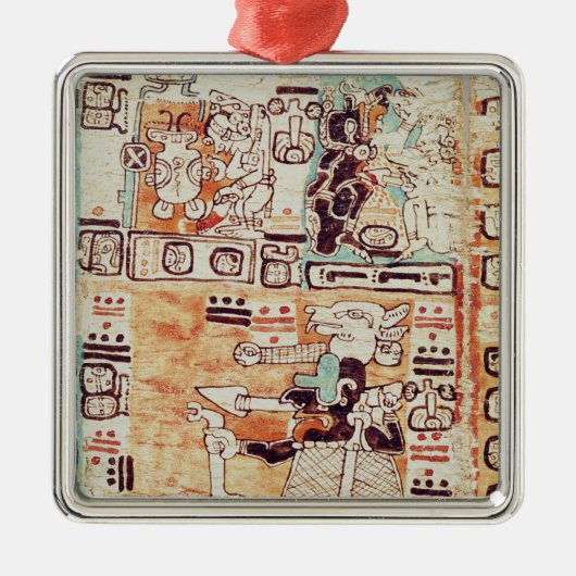 Detail van een Mayaanse Codex Metalen Ornament (Voorkant)