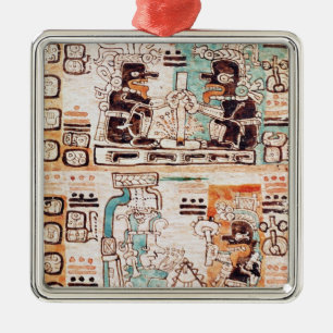 Detail van een Mayaanse codex Metalen Ornament