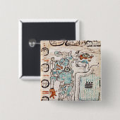 Detail van een Mayaanse codex Vierkante Button 5,1 Cm (Voorkant /achterkant)