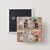 Detail van een Mayaanse codex Vierkante Button 5,1 Cm (Voorkant /achterkant)