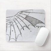 Detail van een mechanische vleugel muismat (Met muis)